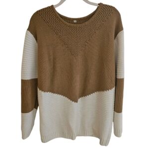 Camel and White Sweater